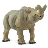 The figure measures 3 ¾ inches tall to the tip of its horn, and 6 ½ inches long to the tip of its tail. It’s slightly larger than a standard index card. The main colors used are a pale grayish brown for the hide, with a darker gray to bring out details. The inside of its ears are pink, its eyes are brown, and the tip of its tail is a dark brown. Its toenails are dark grey.