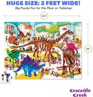 Crocodile Creek - Day at The Museum Dinosaur 48 Piece Jigsaw Floor Puzzle, Large 18" x 24" Size, for Kids Ages 4 Years and Up