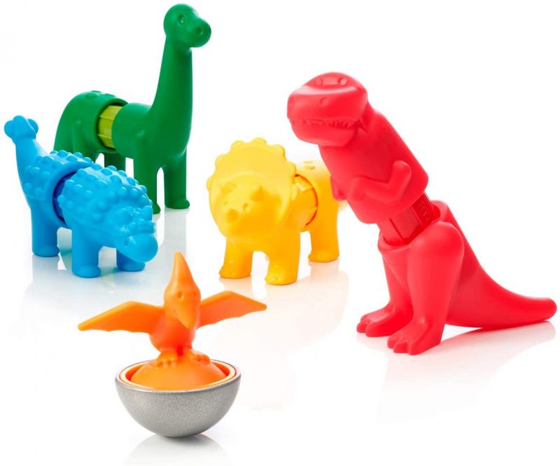 Do you know all your dinosaurs? Travel back in time to prehistoric times. Build and play with the dinosaurs, but watch out for the T. Rex!Discover SmartMax My First Dinosaurs and be ready for exciting adventures. Expand your SmartMax My First collection with these colourful dinosaurs.SmartMax My First Dinosaurs is designed for kids ages 1 up to 5 years. Let the imagination roam free, and mix and match for crazy combinations. The soft animals simply click on the bars, making them ideal for little hands.Introduce your kids with the magic and safe world of magnetics. SmartMax My First Dinosaurs includes 14 pieces and is compatible with all other SmartMax sets. Age: 1-5