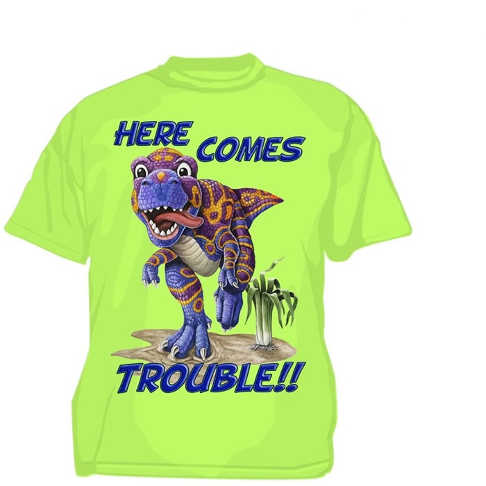 wild-cotton-cute-t-rex-tyannosaurus-here-comes-trouble-dinosaur-graphic-t-shirt-