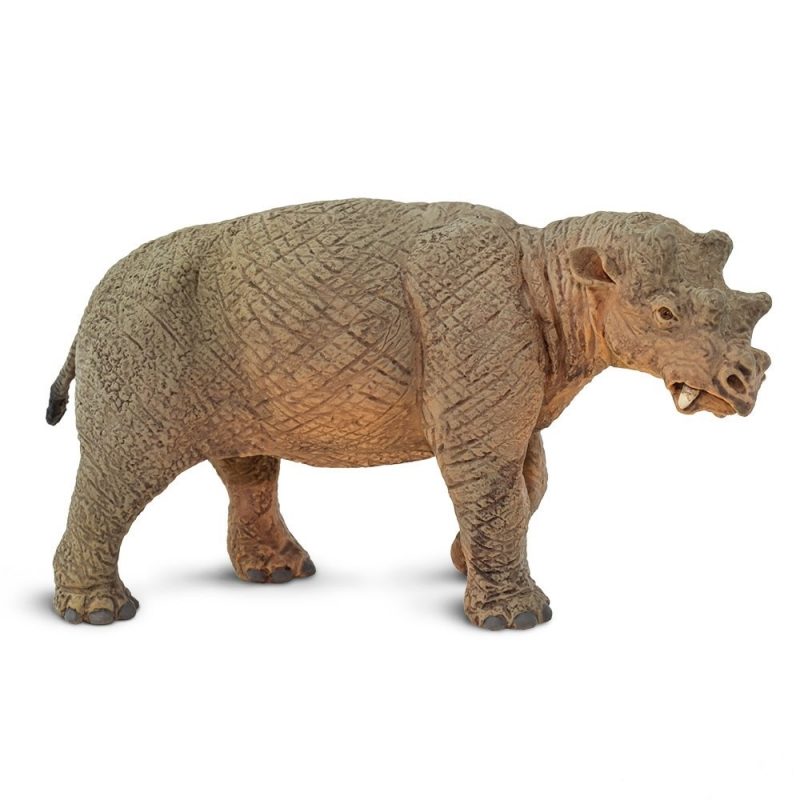This figure is 5 ¾ inches long and 2 ¾ inches tall, or about the size of a small index card. Its hide is grayish above, fading to a pale orange underneath. His tusks are an ivory and his eyes are brown.