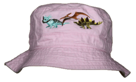 Dino bucket hat pink wild cotton atlas the dinosaur farm EM153B-Y-Dino-Girl-Emb-Cap-