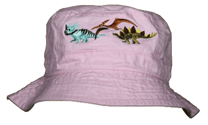 Dino bucket hat pink wild cotton atlas the dinosaur farm EM153B-Y-Dino-Girl-Emb-Cap-