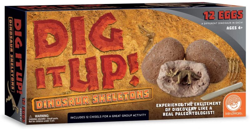 Bring home the mystery and excitement of a paleontological dig! Dig It Up! Discovery packs include 12 individually-wrapped dig projects, each with its own chiseling tool and instructions, making it the perfect excavation kit for a classroom or party! Just soak each 3" clay egg in water, then chisel away to discover your unique find. Check the included excavation guide for fun facts about your finds, plus extra activities! This kit includes: Excavate dino skeletons with Dig It Up! Dinosaur Skeletons and learn more about each prehistoric reptile! FREE Dig It Up! Excavation Kit: add to the adventure with these tools based on real paleontologist instruments – includes a hammer, chiseling tool, brush, sponge and magnifying lens, plus an excavation mat for quick and easy clean up! • Experience the thrill of discovery with 12 dig-and-discover projects per kit! • Each clay pod contains a different prehistoric dinosaur skeleton toy • A hands-on lesson in science and the natural world for kids • Excavation guide includes exciting information about dinos and activities to do with your dino bones toys • Perfect for a group or party activity! Age Recommendation: Ages 4 and up