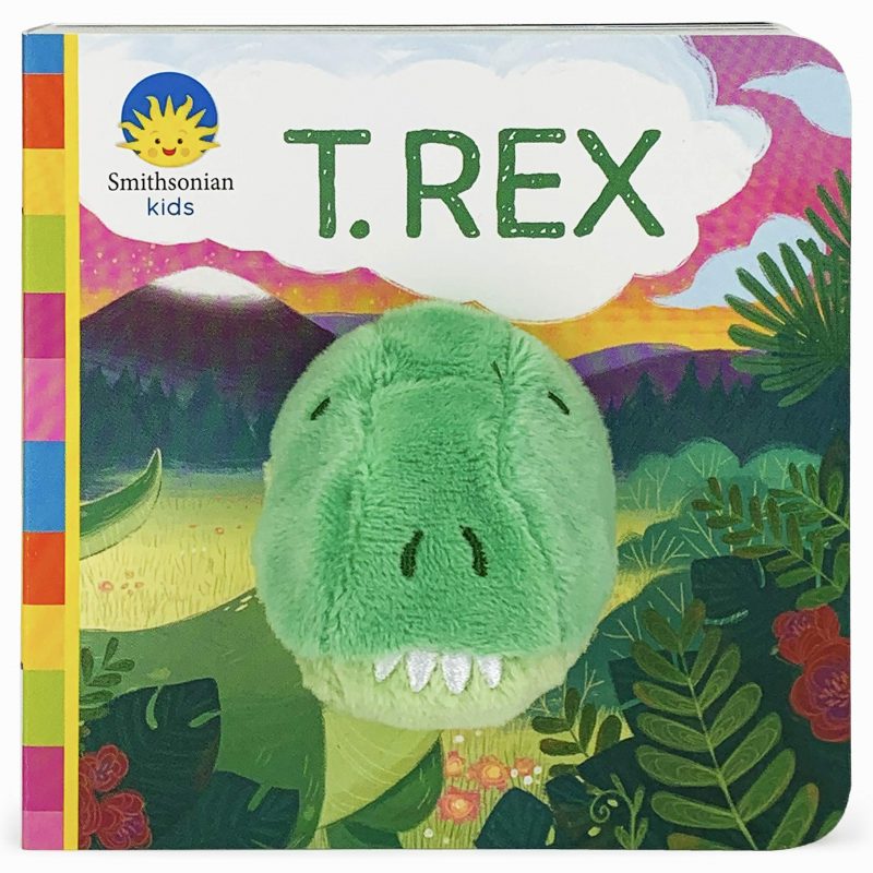Let's play with our T.rex friend! This story features a fun finger puppet toy built into the board book, encouraging interactive play, hand-eye coordination, and language development in your little one. Babies and toddlers learn best when they are playing, especially when their grown-ups are in on the fun! Smithsonian Kids books feature engaging educational content for little learners that reflect the integrity of the Smithsonian. A portion of the proceeds from the sale of this book goes to support the Smithsonian's educational mission. Collect the entire series in the Finger Puppet Collection! This story entertains while teaching language patterns to babies and toddlers in their first years The adorable T.rex puppet encourages interactive play between little ones and their grown-ups Soft plush and a rhyming story combine to provide both tactile and verbal learning opportunities Practice hand-eye coordination while enjoying together time Great gift for the little dinosaur fans in your life! Officially licensed Smithsonian Kids product