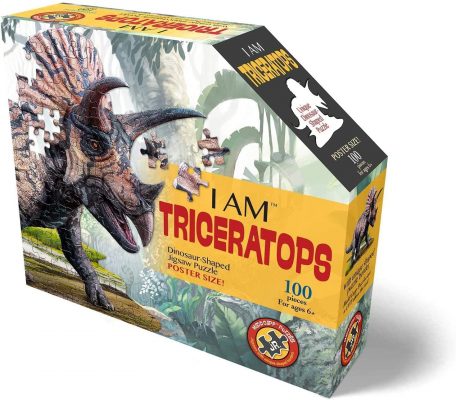 I am triceratops puzzle 100 pc madd capp the dinosur farm box