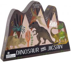 Floss and rock dino shaped jigsaw puzzle 80 piece the dinosaur farm