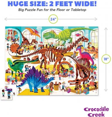 crocodile creek day at the museum dinosaur 48 pice puzzle assembled