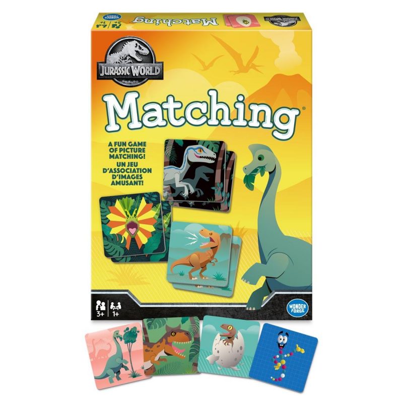 It's the classic game of picture matching! Flip over colorful tiles to find velociraptors, triceratops, T-Rexes and more. Collect the most pairs to win! 1-4 players, ages 3 and up.