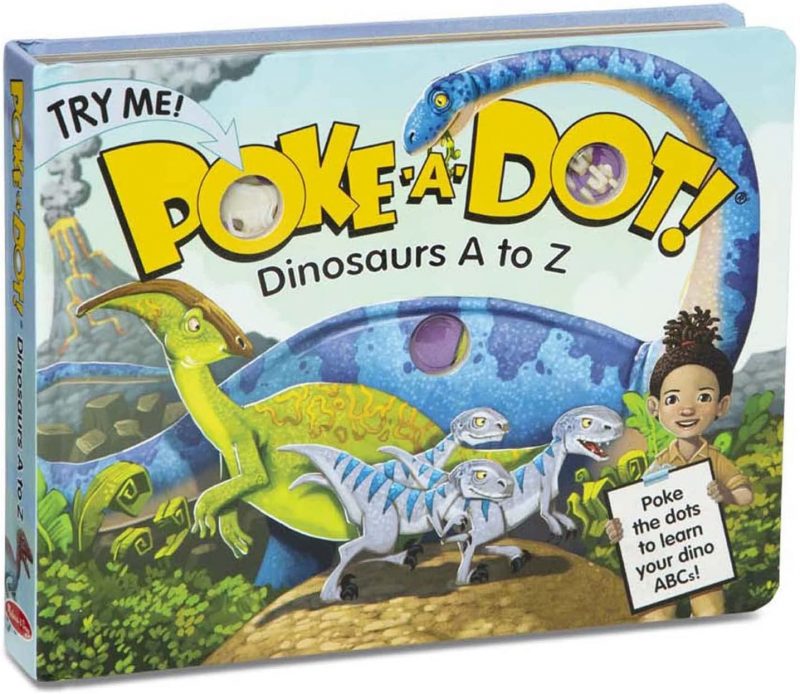 20-page interactive sturdy board book with buttons to press and “pop” on every page Poke the dots as you make your way through the dinosaur alphabet and learn fun facts along the way Poke-a-Dot books encourage language development, counting, and fine motor skills Dots make different clicking and popping sounds depending on how they’re poked Makes a great gift for birthdays, showers, and special occasions 9.25” x 7.25” book