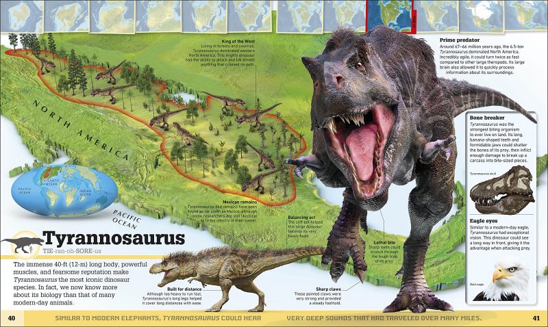 Who’s ready for a round-the-world trip of epic dinosaur proportions? Pack your bags, and let’s go! On this adventure, you’ll travel back in time to see more than 40 dinosaurs come to life! The geography book for kids explores each continent, revealing fossil sites and stories on every map. A unique children’s atlas that brings weird and wonderful prehistoric animals into your living room! It includes: • Each chapter explores a continent, showing where dinosaurs appeared at a given time. • Connects each dinosaur to a period — Triassic, Jurassic or Cretaceous. • Specially commissioned maps and 3D locator globes link the prehistoric world to the present-day. • Stunning double-page spreads show dinosaurs and other prehistoric animals in dynamic scenes. • Perfect for children ages 9 and up who want to know more about dinosaurs, ice age animals and other prehistoric creatures. • A face-to-face experience with fearsome dinosaurs! Inside the pages of this children’s educational book, you’ll get to stare down a T-Rex in North America, watch out for Velociraptors' slashing claws in the Gobi Desert and trek across the Siberian tundra! You’ll also discover the answers to fascinating questions about dinosaurs. Which plant-eater weighed as much as five elephants? Where was mighty Tyrannosaurus the ultimate hunter? Using specially commissioned maps, the dinosaur atlas for kids reveal the prehistoric world as never before! A modern 3D globe next to each map helps you understand the arrangement of the continents over time and why paleontologists find fossils where they do. The fully updated edition includes the most up-to-date theories and discoveries of dinosaur science, alongside stunning CGI illustrations and maps of all the major fossil sites around the world. Dinosaur and Other Prehistoric Creatures Atlas is so much more than just a book filled with cool maps, stats and fun facts for kids, it’s also a vital source of learning — perfect for children to dip into for school projects! Look out for more titles in this series from DK. Discover planet Earth as you've never seen it before in What's Where on Earth?