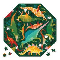 Dinosaurs to Scale 300 Piece Octagon Shaped Puzzle from Mudpuppy features bold artwork of your favorite dinosaurs such as the T-Rex and Stegosaurus in a unique puzzle shape. Multi-directional artwork can be pieced together from any side, creating a wonderful family or group activity.