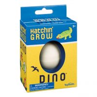 This dinosaur egg will grow into nearly a 12 inch dinosaur. Place the Hatchin' Grow Dino in a large container of cool water, and make sure the egg is fully submerged. Allow the egg to sit in the water undisturbed for 48-72 hours. During this time, the Hatchin' Grow Dino will break out of its shell and begin to grow! Once the dino has fully broken out of its shell, replace the old water with fresh water and watch the dino grow and grow! Comes in assorted styles. Package contains one egg containing a mystery growing dinosaur. Ages 5+