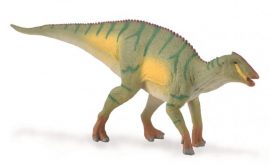 A recently announced (September 2019), Late Cretaceous Japanese hadrosaur Kamuysaurus discovered near the town of Mukawa, Hokkaido in Japan. Living around 72 - 70 million years ago the herbivorous animal grew to around 8 m in length. Kamuysaurus may have had a short crest on its head. The fossil is perhaps the most complete discovered in Japan. This CollectA Kamuysaurus measures approximately in inches 2.1 H x 5.5 L . Part of the Dinosaur Series by CollectA. Hand Painted. Made of durable synthetic material. Product Code: CA88910 CollectA 88910