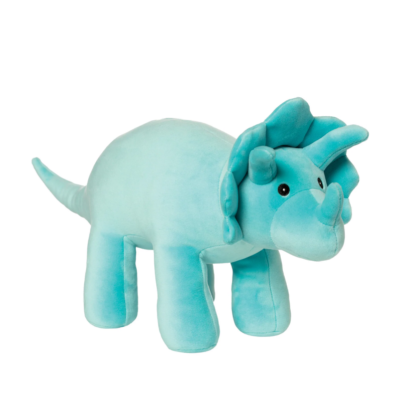 Named for their velvety softness, Spike is part of the Velveteen dinosaur collection. Spike Triceratops measures 19 inches from head to tail. These Velveteen Dinos are weighted, providing extra comfort. Picked as one of the Best Toys from Toy Fair 2020 by Fatherly. For Kids of All Ages Measures 19L X 6W X 9.5H Surface wash only This product meets or exceeds EN71 and CPSIA safety regulations