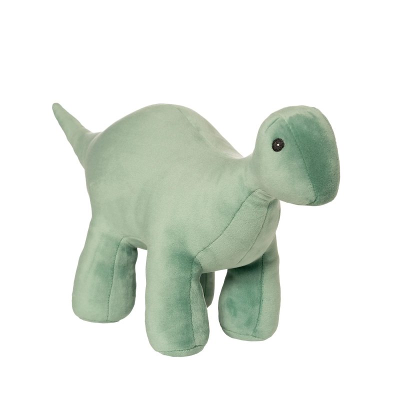 Named for their velvety softness, Stomper is part of the Velveteen dinosaur collection. He's a brontosaurus measuring 19 inches from head to tail. These Velveteen Dinos are weighted, providing extra comfort. Picked as one of the Best Toys from Toy Fair 2020 by Fatherly. For Kids of All Ages Measures 19L X 6W X 7H Surface wash only This product meets or exceeds EN71 and CPSIA safety regulations
