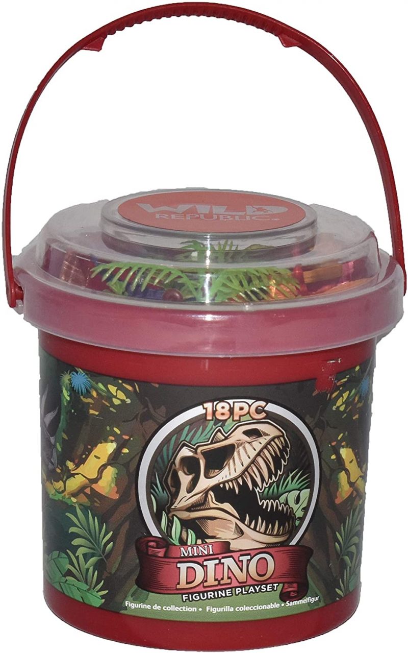 Filled with hours of fun, these buckets are great to expand your child’s imagination creating play scenarios indoors and out. When play is over the pieces fit nicely back in the bucket. The Wild Republic Adventure Buckets are a great toy to take on road trips, to daycare, and more. These buckets are excellent for party favors, decorating a theme party, craft projects, and more. The lid to each bucket has a twist locking mechanism to keep the pieces in place for travel or storage. Not recommended for children under three years of age due to the size of the pieces. The pieces are made of lead and phthalate-free materials.