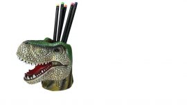 t-rex pencil holder streamline Green T-rex Pen and Pencil Holder Features: Material: Resin Packaging: Color Box 2.5” L x 4.5” W x 4.25”H
