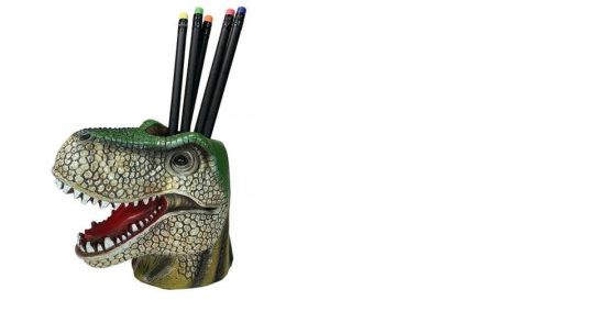 t-rex pencil holder streamline the dinosaur farm