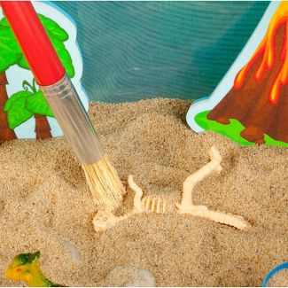 Play, pretend and create your own prehistoric self-contained dinosaur habitat filled with fascinating dino skeletons and play sand! Sensory bin (measures 14.5” W x 10.25” L x 4.75” H) Comes with play sand, faux plant, rocks, eggs, sand shifter, dinosaurs, dino skeleton, fossils, brush, foam volcano and tree and magnifying glass Sensory play develops fine motor skills, promotes sensory development and fosters imaginative play Create cognitive tasks to engage your preschooler with this dinosaur habitat such as telling stories, naming the dinosaurs and colors Excavate dinosaur skeletons with this kid-friendly activity that is great for independent play or with parental supervision Sensory Bins are safety tested and all of the engaging materials are carefully selected for children to learn, explore and create Recommended for ages 3+