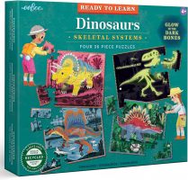 eeBoo: Ready to Learn Dinosaurs Skeletal Systems, Four 36 Piece Puzzles, Glow in The Dark Bones, Puzzle Size is 12 X15inches Once Completed, for Ages 4 and up