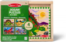 Melissa & Doug Dinosaurs 4-in-1 Wooden Jigsaw Puzzles in a Storage Box (48 pcs) - Kids Puzzle, Dinosaur Puzzles for Kids Ages 3+ - FSC-Certified Materials
